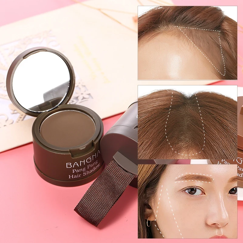Цвет волос Макияж корень Hairline покрывает пудра для окрашивания волос линия волос Тени с зеркалом и слоеной унисекс