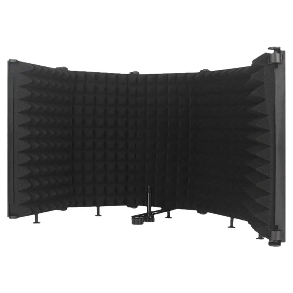 3/5 Panels Adjustable Microphone Isolation Shield Cover Wind Screen Pop Filter Foldable For Studio Mic Recording Soundproofing 