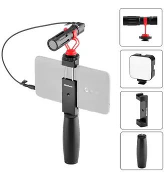 

Smartphone Video Kit Handle Grip LED Video Light Mobile Phone Clip Vlogging Setup YouTube Equipment for iPhone 11 Pro Max XS 8 7