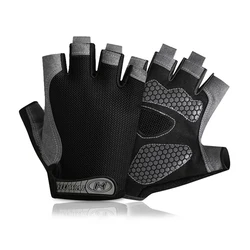 Breathable Anti-Slip Unisex Summer Fingerless Fitness Gloves - L (Silicone Black)