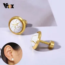 Vnox серьги-гвоздики с мраморной текстурой и цветком для женщин, серьги из нержавеющей стали для женщин и девушек, вечерние серьги в простом стиле
