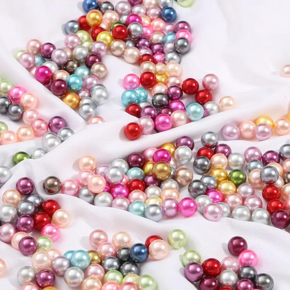 Multi Color Round No Hole Acrylic Imitation Pearl Beads Loose Bead