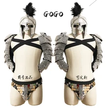 Карнавальный наряд мужские римские Рыцари Косплей Костюм ГОГО танцор вечерние сценическое зеркало ручной работы костюм ночной клуб VDB742