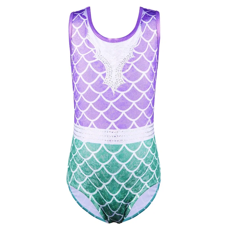 BAOHULU/гимнастическое трико для девочек; Детское трико для танцев; фиолетовые танцевальные костюмы с блестками для девочек; одежда для гимнастики - Цвет: B228PurpleGreen