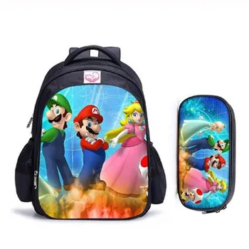 

16 Inch Mario Bros Children School Bags Orthopedic Backpack Kids School Boys Girls Teenage Mochila Infantil Catoon BookBags