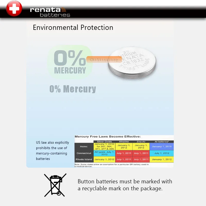 5 X Рената литий Батарея CR1632 3V% 100 бренд renata 1632 Батарея