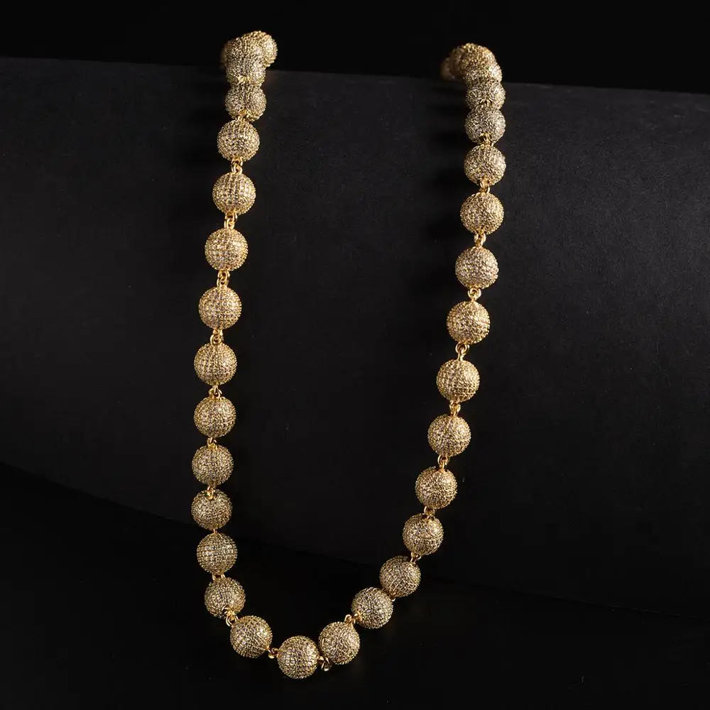 Bead Ball Chain Necklace Iced Out Full 