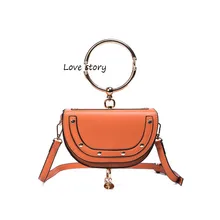 Женская сумка-седло, модная полиуретановая полукруглая сумка с ручкой, натуральная кожа, сумка через плечо, Кожаная Мини сумка с кольцом