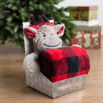 

Plaid with toy Kroshka Ya "New Year's Deer" 75 × 100 cm, polyethylene 100%
