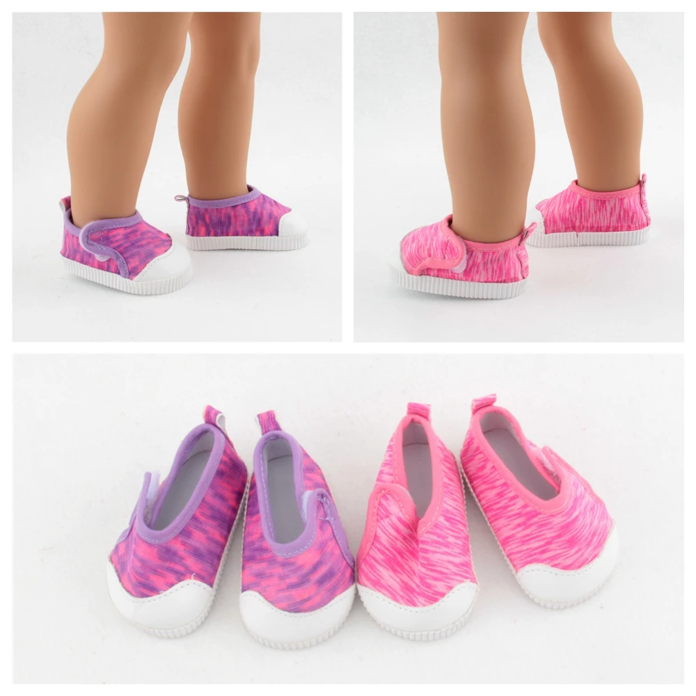 New 7cm Pink/Purple Sports Doll Shoe For 43 cm Baby New Born Baby Toys Fit American 18 inch Girls Doll Gift Doll Accessories