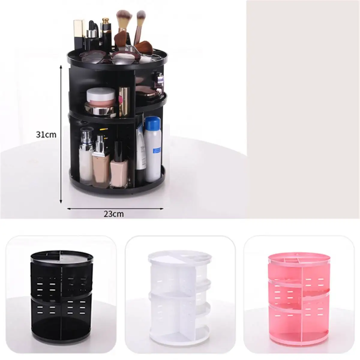 Makeup Display Stand Large Capacity Makeup Organizer 360 Degree Rotating Cosmetics Storage Rack Fashion Crystal Storage Shelf