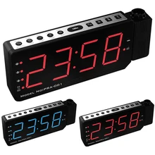 SOONHUA Регулируемый проекционный Будильник FM радио Светодиодный затемняемый часы с режимом повтора батарея резервного копирования время темп проекция