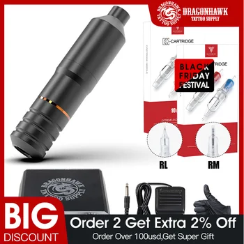 

Dragonhawk New Tattoo Kit Set Motor Pen Machine Gun Power Supply Needles