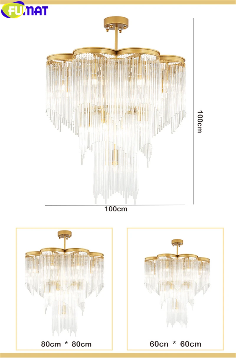 FUMAT Кристалл K9 подвесной светильник люстра светильник многослойный водопад форма Золотой Черный Каркас современный стиль