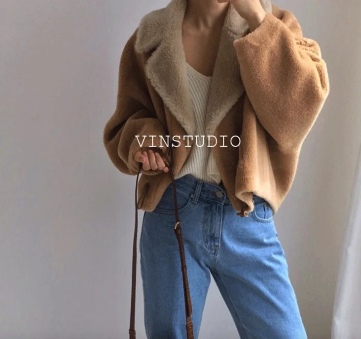 

VINStudio Winter Autumn Wool Coat Women 2020 Fashion Horn Button Tailored Collar Ladies Thicken Warm High-end Female Coat