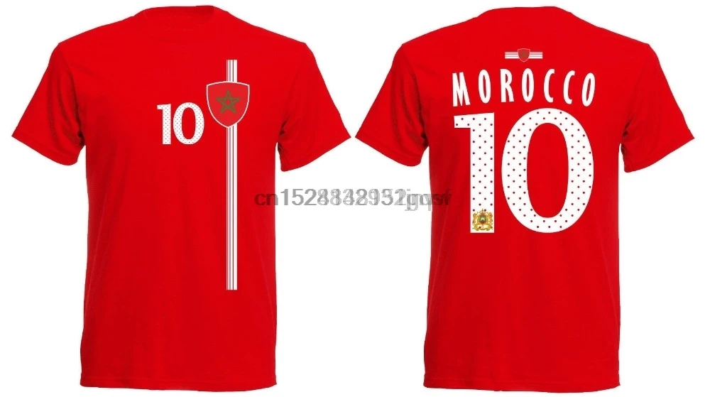 2018 New Short Sleeve Men Clothing Male Crossfit Tops Marokko T-Shirt Rot St-1 Jersey Trikot Morocco Nummer 10 Tees |