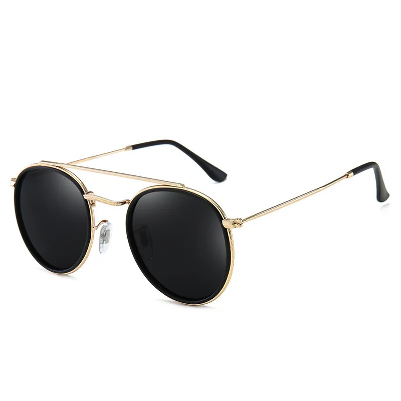 LeonLion, круглые поляризационные солнцезащитные очки для женщин,, Ретро стиль, солнцезащитные очки для женщин/мужчин, винтажные очки для женщин, зеркальные, Oculos De Sol Feminino - Цвет линз: GoldGray