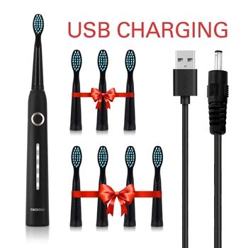 

Sonic Electric Toothbrush Electric Tooth Brush USB Rechargeable Tooth Brush Heads 5 Cleaning Modes