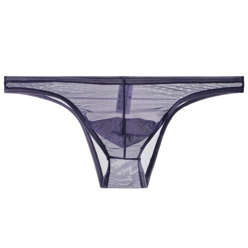 Men's Sexy See Through Briefs Mesh Gauze Sheer Transparent Seamless Panties Underwear Low-Rise Ultra-Thin Male Underpants Cuecas