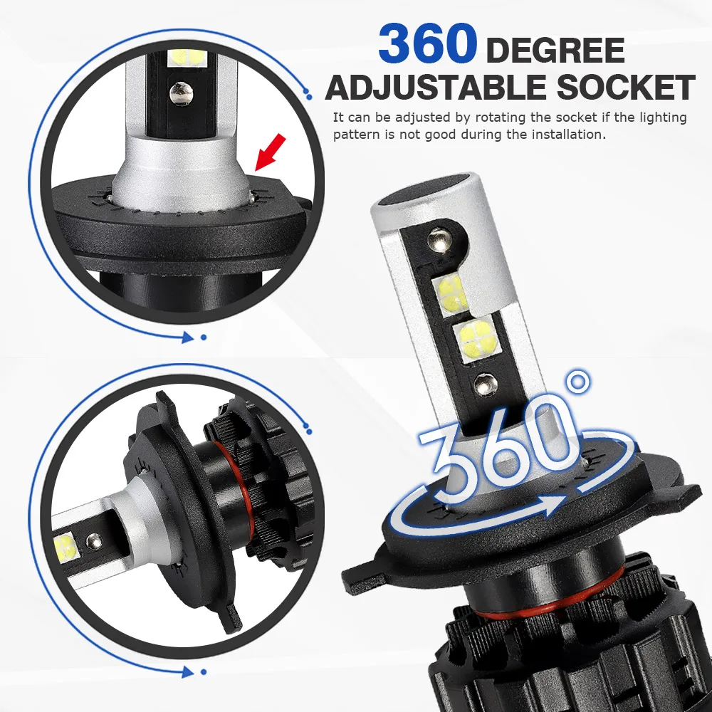 NOVSIGHT H4 светодиодный H7 H11 H8 9006 HB4 H1 H3 HB3 H9 H13 9007 9003 HB2 автомобильные светильник пы 6500 лм