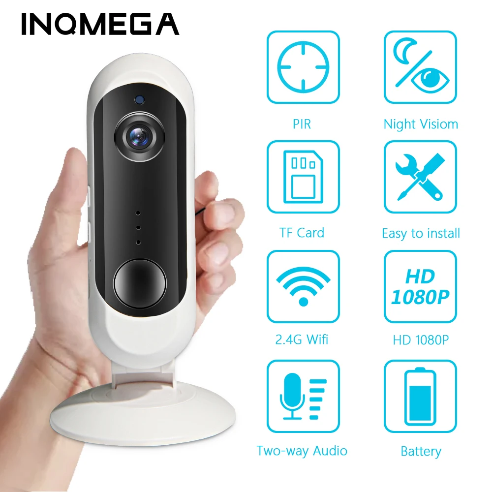 

INQMEGA 1080P Battery WiFi Camera Wireless Powered IP Camera Home Security Battery PIR Camera Night Vision Camera Rechargeable