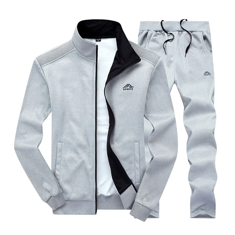 

Men Sportswear Set Brand Mens Tracksuit Sporting Fitness Clothing Two Pieces Long Sleeve Jacket + Pants Casual Men's Track Suit