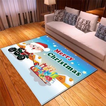 

3D Large Washable Rectangle Odorless Bright Color Soft Flannel Thin Foam Carpet Decorative Floor Mat Christmas Home Decorations