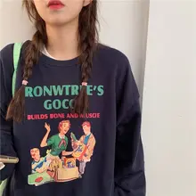 

Women Hoodie Fashion Oversized Hoodie Vintag Harajuku Pullover O-Neck Long Sleeve Letter Aesthetic Clothes For Women Printed Top