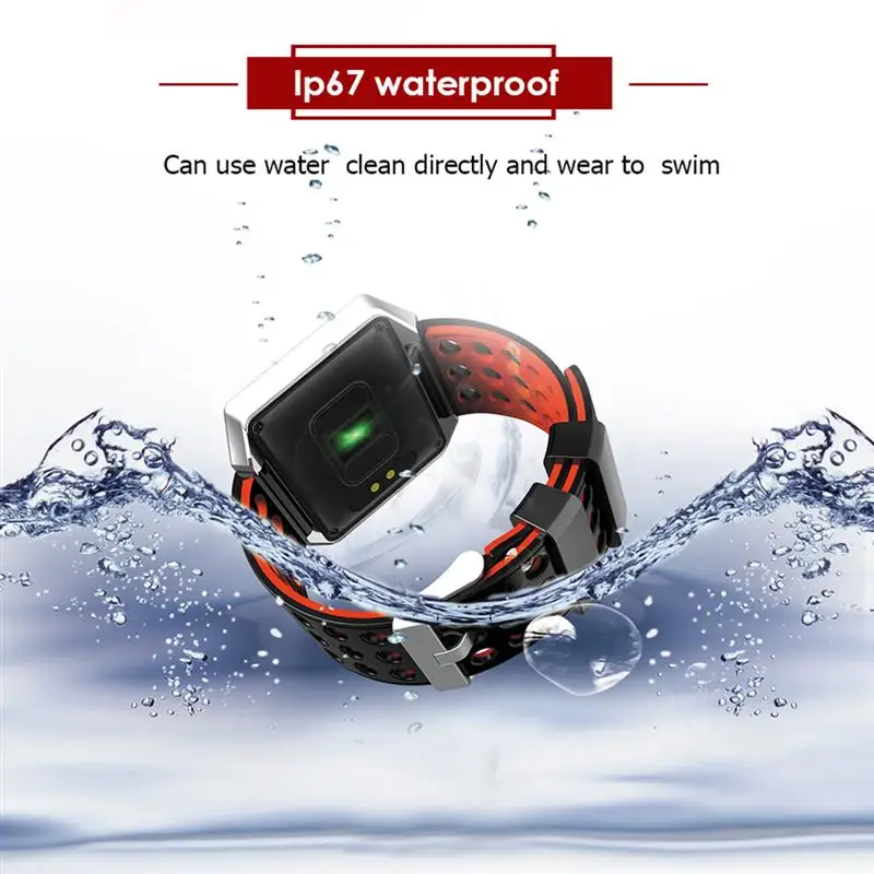 CK12 Smart Bracelet Watch OLED Screen Blood Pressure Heart Rate Monitor Waterproof Sports Watch (Red)