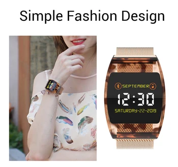 

Sleep Monitor Smart Women Watch Waterproof Fitness Reminder Heart Rate Curved Large Screen Remote Detachable Strap Couple Watch