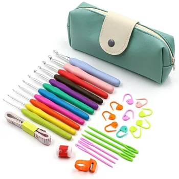 

30pcs/set Soft Rainbow Crochet Hook Set Grip Crochet Needles Aluminum Knitting Needles Yarn Knitting Sewing Accessories AXIR
