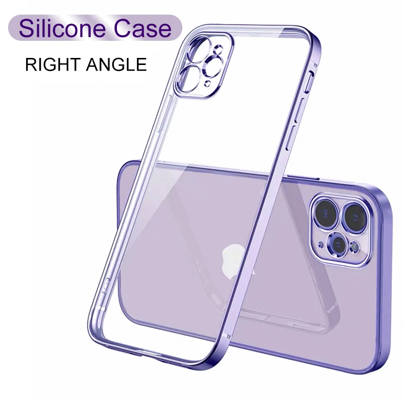 Luxury Silicone Clear Case For Iphone 11 Pro Max Right Angle Plating Transparent Soft Full Cover Shell For Iphone 11pro 11promax cute iphone 11 Pro Max cases