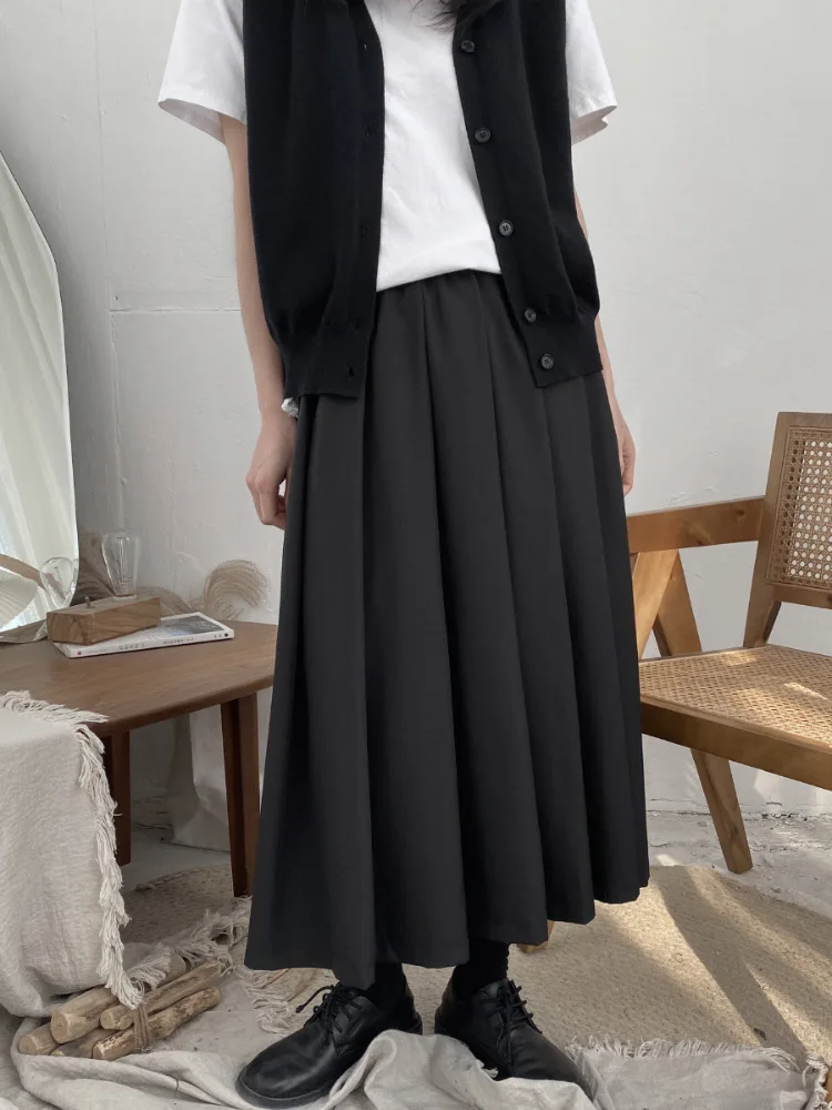 Ladies' Skirt Summer New Classic Dark Fashion Trend Retro Pleated Casual Loose Large Solid Color Skirt new pleated skirts for women fall winter korean fashion elegant skirts high waist oversized office ladies skirts