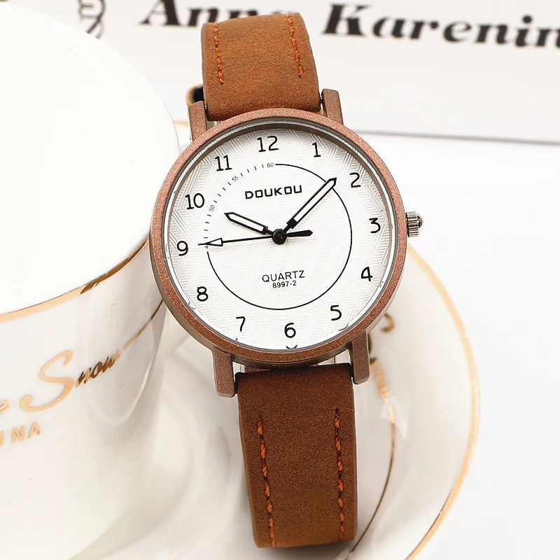 Women Small Leather Dial Watch Brown Leather Watches Women Ladies