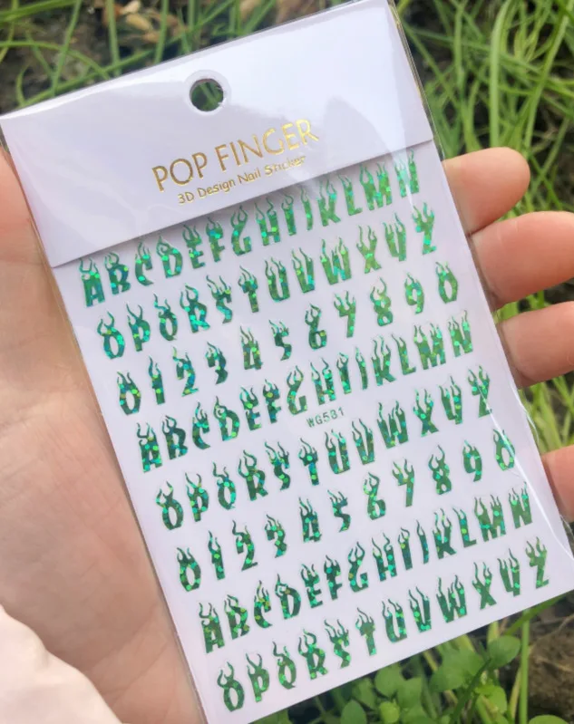 1PCS Multi-Color Laser Reflective Alphabet Nail Art Sticker Kit