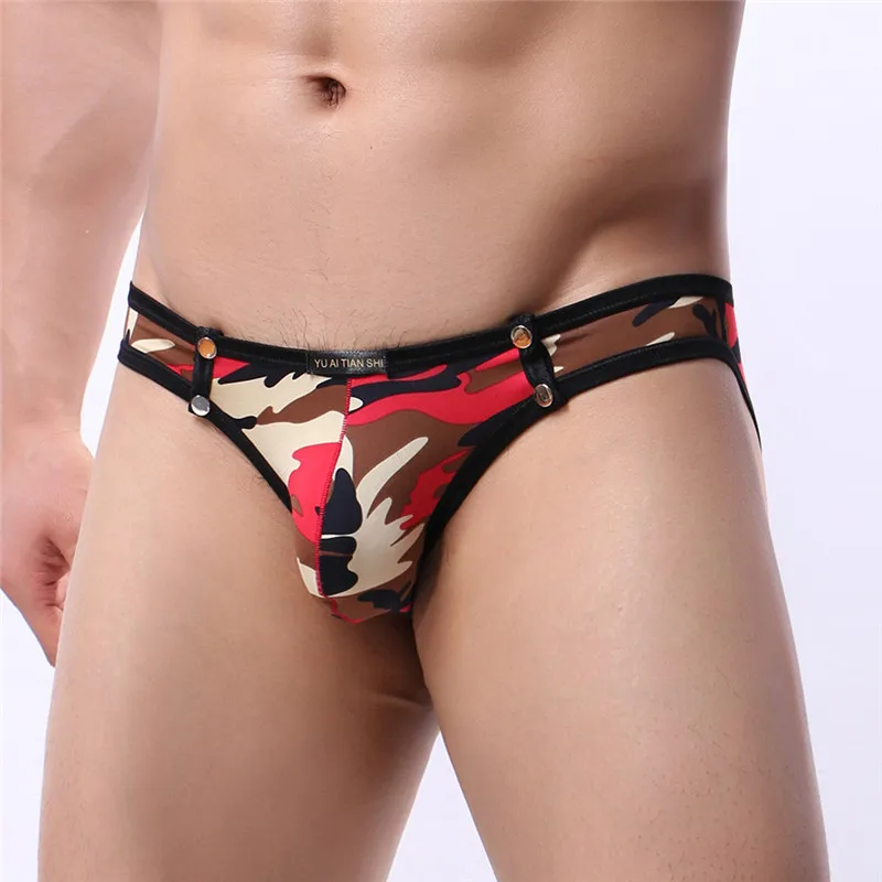 

Sexy Men Briefs Camouflage Printed Bugle Pouch Underwear Slips Calzoncillo Hombre Gay Panties Male Underpants Jockstrap Briefs