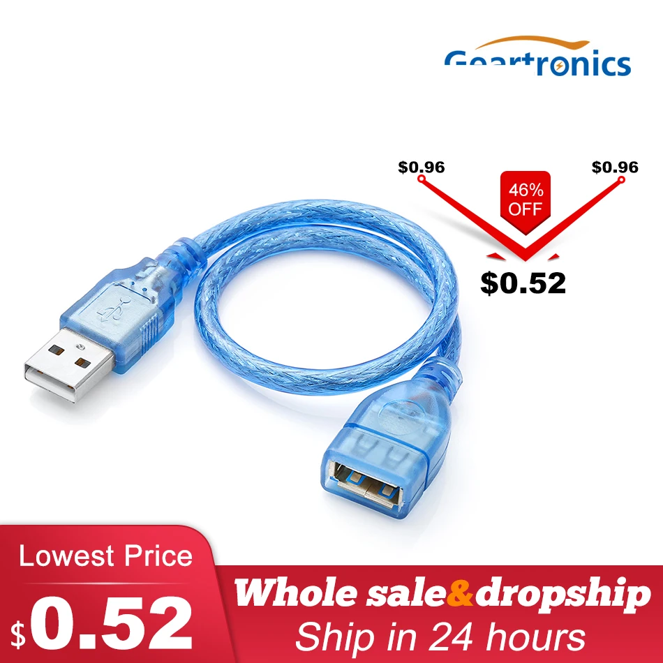 

USB 2.0 Extension Cable Extender Cord Male to Female USB Line for PC Tablets 1m 1.5m 3m