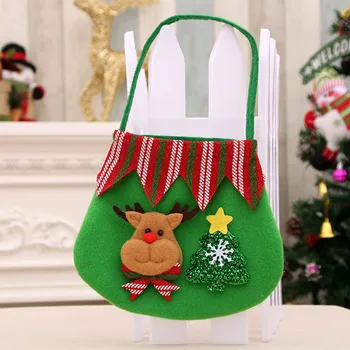 1pcs Santa Sacks Drawstring Christmas Gift Bags, 3D Design Fabric Christmas Bags for Christmas Party Supplies 28