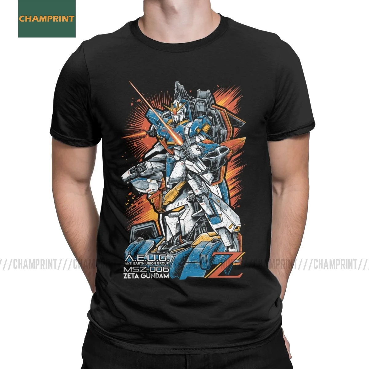 Футболка Zeta Gundam мужская с коротким рукавом топ из 100% хлопка рисунком аниме робот