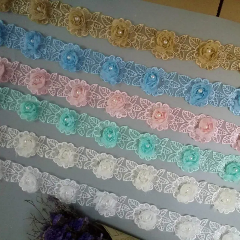 

1 yard Soluble Rose Diamond Flower Floral Embroidered Lace Trim Applique Fabric Lace Ribbon Sewing Craft For Costume Hot 2019
