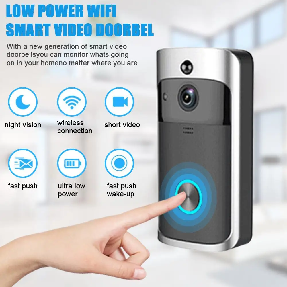 

WiFi Smart Wireless Security DoorBell HD 720P Visual Intercom Recording Video Door Phone Remote Home Monitoring Night Vision