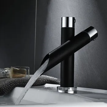 

Deck Mount Chrome Brass One Hole Waterfall Basin Sink Faucet Small Bathroom Kitchen Single Handle Hot Cold Black Home Mixer Tap