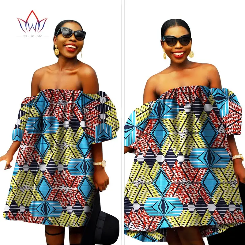Комплект из обуви в африканском стиле платье для женщины свободные Стиль в африканском стиле; платья с вышивкой, платье с О-образным из вощенной ткани мини платье Модных Африканских Платье WY866 - Цвет: 12
