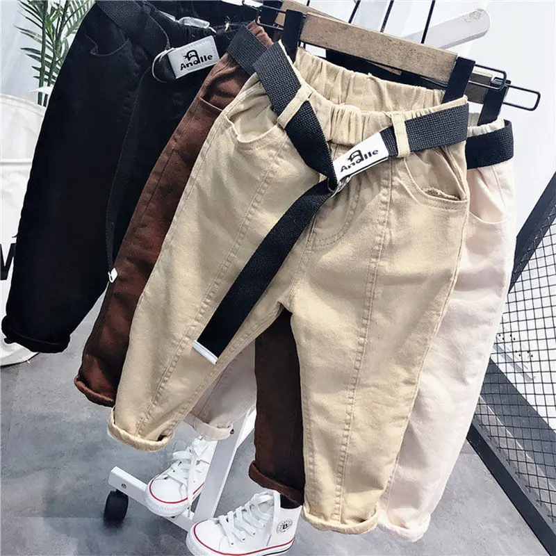 Boys Casual Pants With Belt Fashion Kids Long Pant Spring Autumn Winter Fashion Trousers Children Clothes kids pants