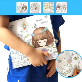 

Children Kids Coloring Book Girls Ancient Style Drawing Graffiti Painting Books Holiday Gift Decompression Tool