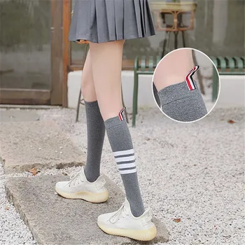 

Sexy Solid Striped Long Socks for Girls Japanese Fashion Warm Stocking Casual Cotton Stocking Women Knee High Sport Socks Female