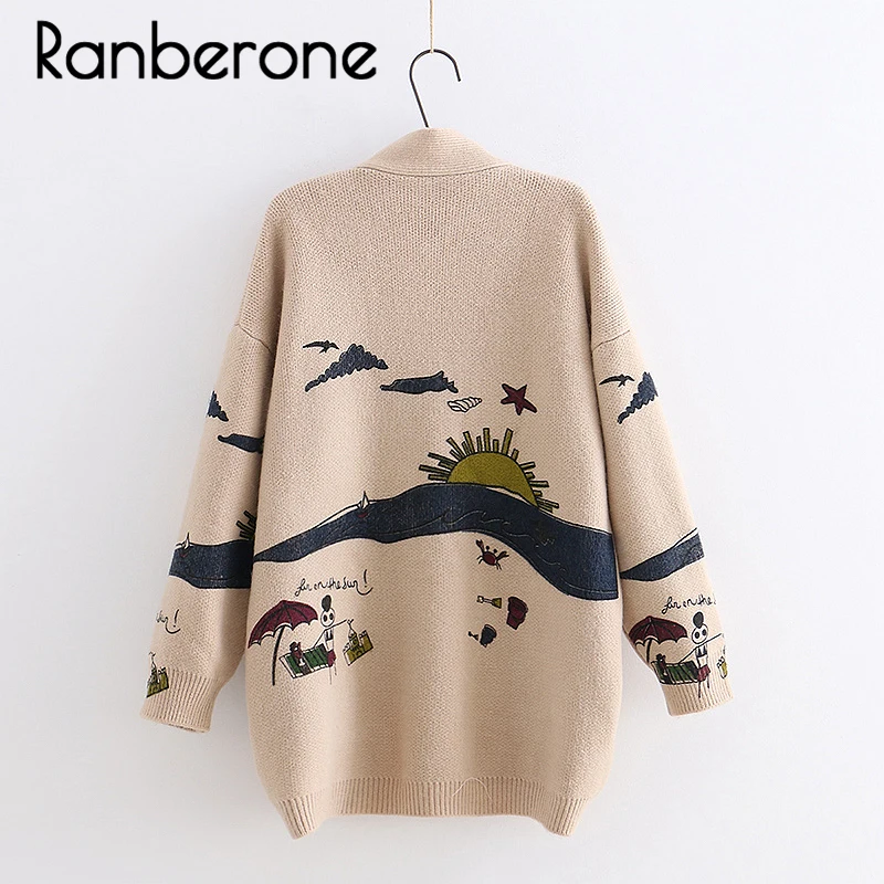 Ranberone Women Sweater Cardigan Spring Woman Knitted Cardigan Sweaters Japanese Girl V-neck Jacquard Cardigan Sweater Winter Ranberone Women Sweater Cardigan Spring Woman Knitted Cardigan Sweaters Japanese Girl V-neck Jacquard Cardigan Sweater Winter