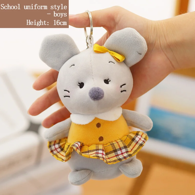 16cm Mouse Doll Keychain Small Mouse Stuffed Plush Toys Quality Toy Kids Xmas Gift - Цвет: 4