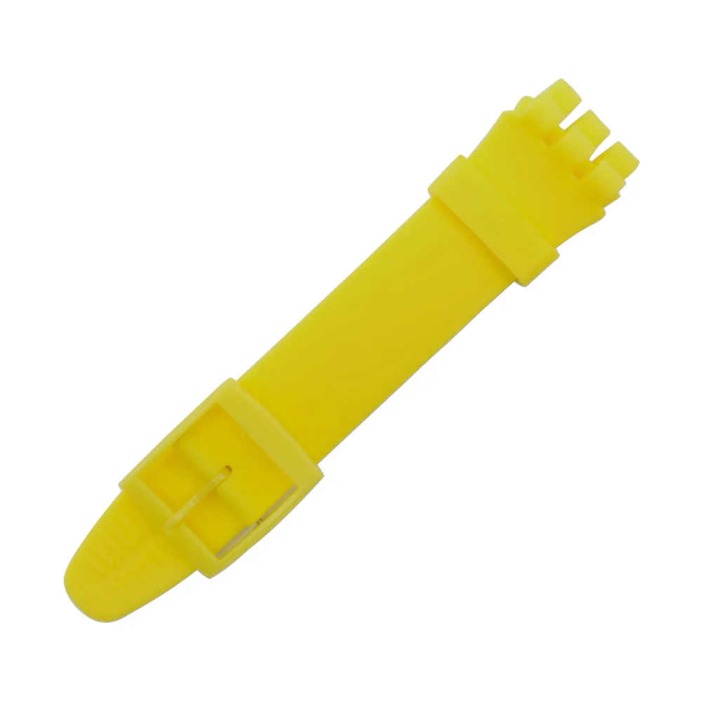 Наручные часы ремешок для Swatch 16 мм 17 мм 19 мм 20 мм резиновый силиконовый ремешок для часов аксессуары - Цвет ремешка: yellow