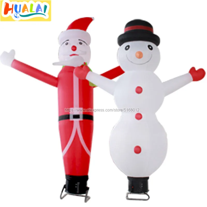 

outdoor giant Christmas Inflatable air dancer santa claus and snowman cartoon characters for advertising 4m/13ft free shipping